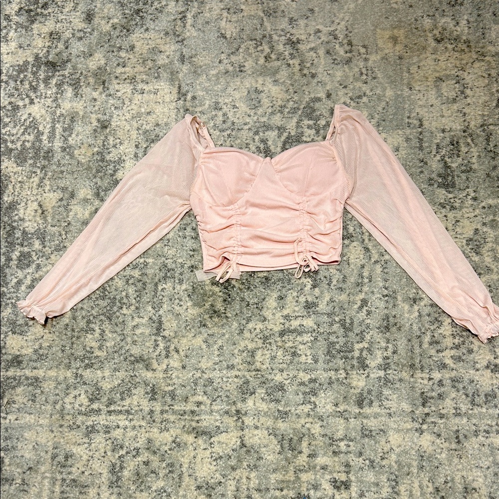 Almost Famous Light Pink Ruched Blouse